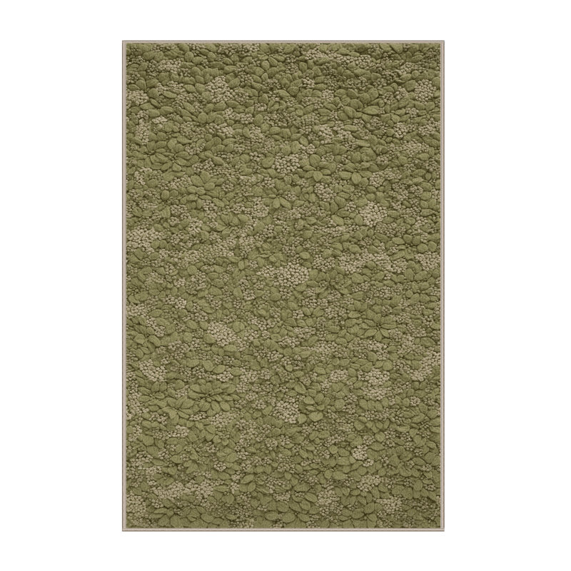 Tapis botanique brun lavable à la machine, Rectangle 3 pi x 5 pi