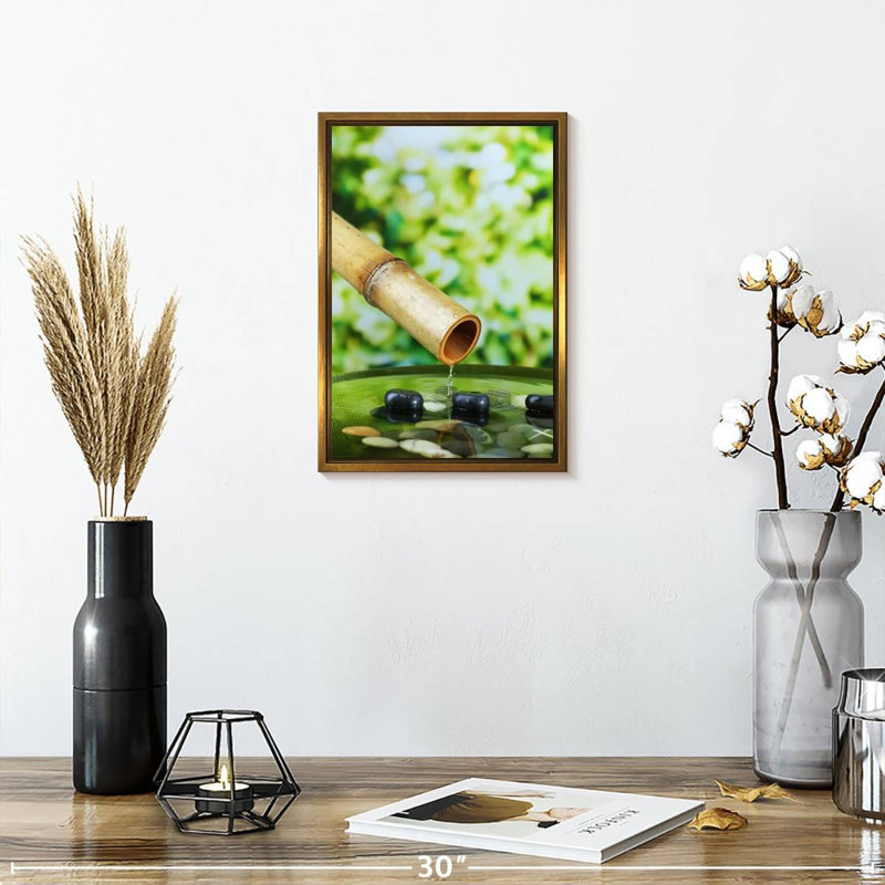 Fontaine en bambou, Floating Frame Gold, 9" x 13"