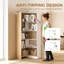 Bibliothèque d'angle, bibliothèque en L à 5 niveaux, bois fruitier / blanc