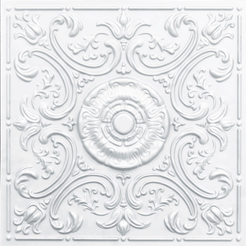 Venice 2 ft. x 2 ft. Drop-In Or Glue-Up PVC Ceiling Tile, White
