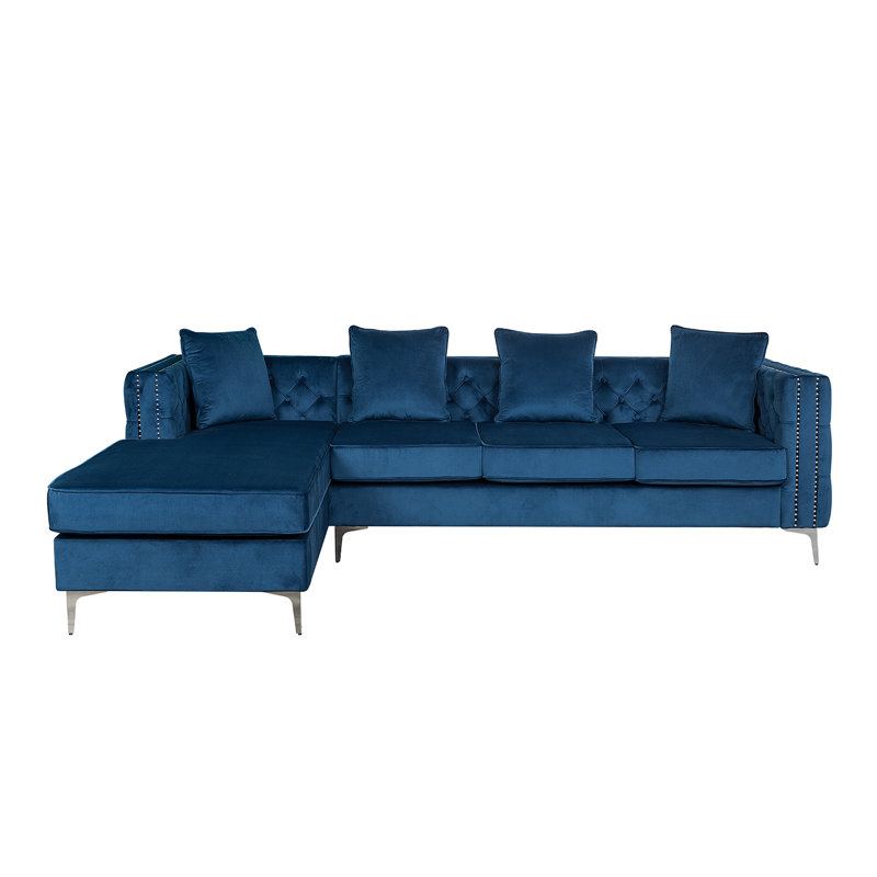 Canapé modulaire rembourré, Velours bleu foncé