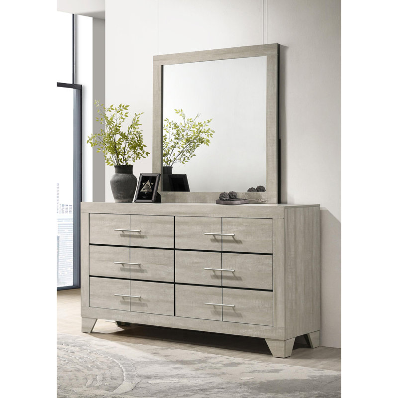 Commode miroir rustique crème