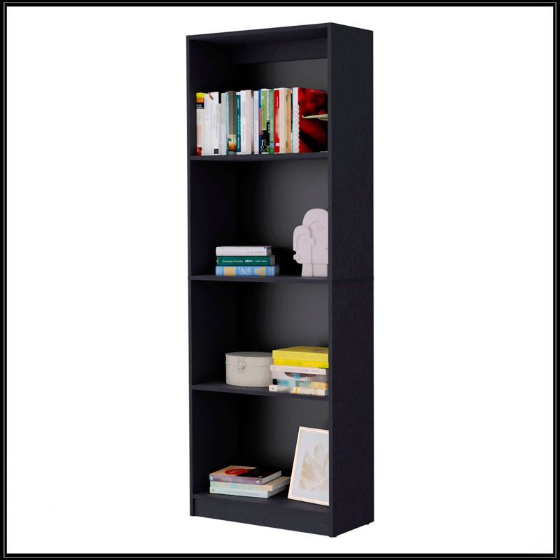 Tier Storage Shelves Bookcase, (4 Shelves) 71.1"H x 24.7"W x 11.7"D, Black