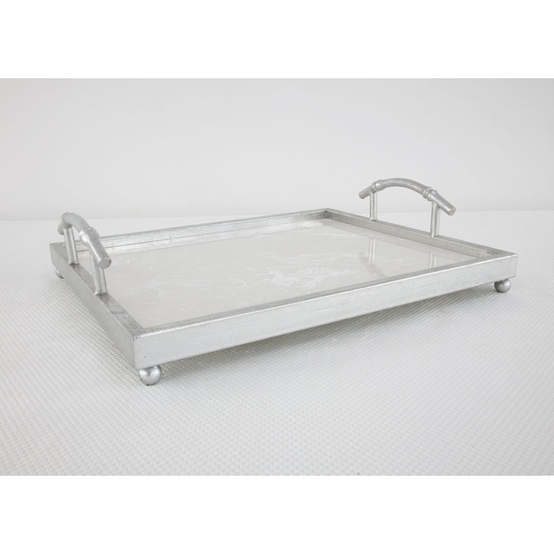 Lalana Decorative Tray, Antiqued Silver Leaf, 19" x 16"