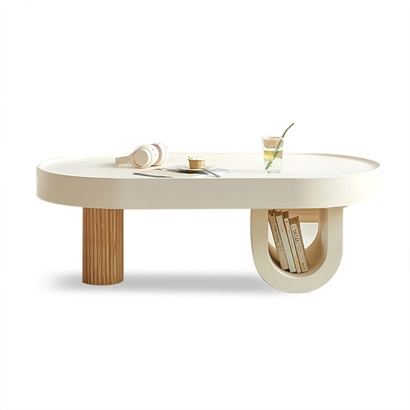 White Solid + Manufactured Wood Round Coffee Table