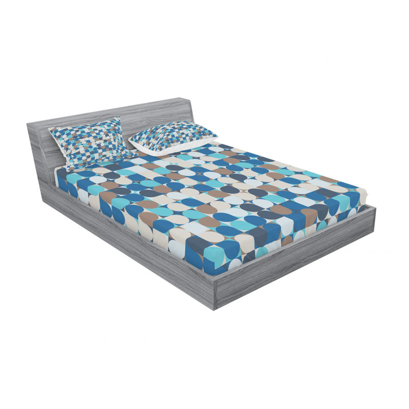 Ensemble de draps géométrique modern mosaic, Ensemble de draps pour lit double avec un drap-hou