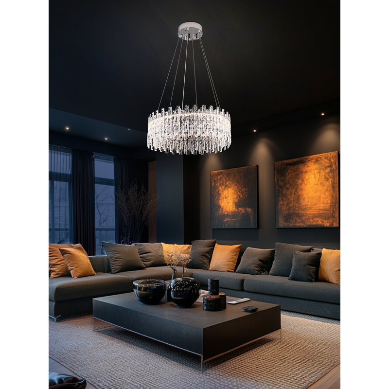 Lustre suspendu moderne en cristal DEL avec télécommande 