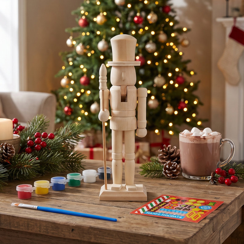 Christmas Wooden Unfinished Nutcracker Figurine Decoration