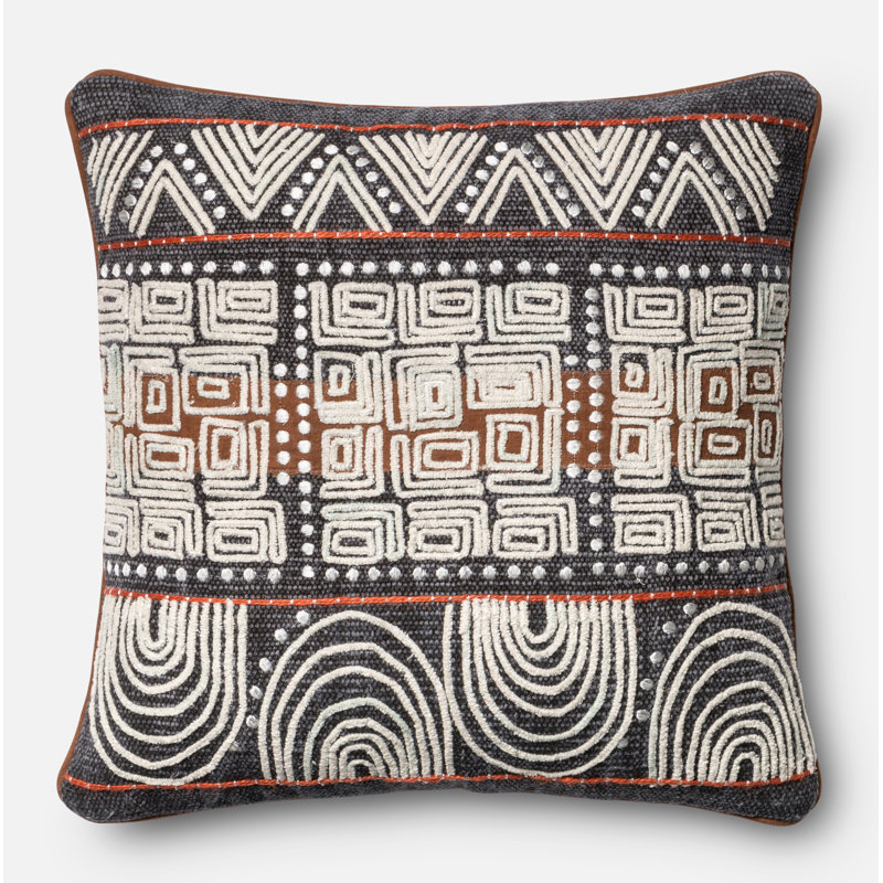 Embroidered Down Reversible Throw Pillow