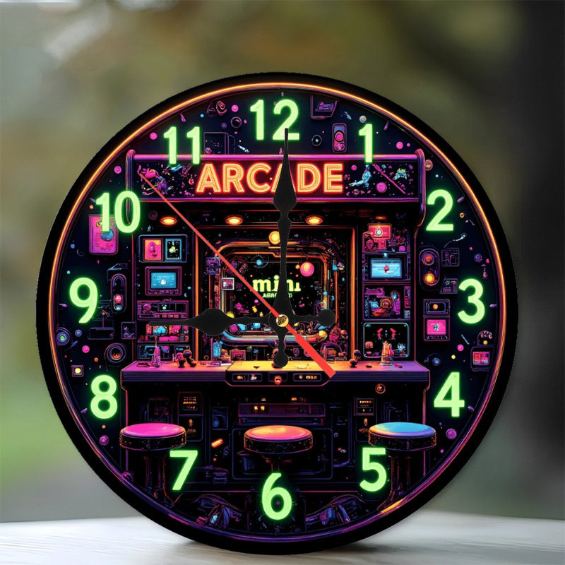 Mini horloge d'arcade rétro, art néon (1)