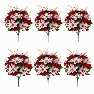 12.6 " Fabric and Silk Poinsettia Arrangement