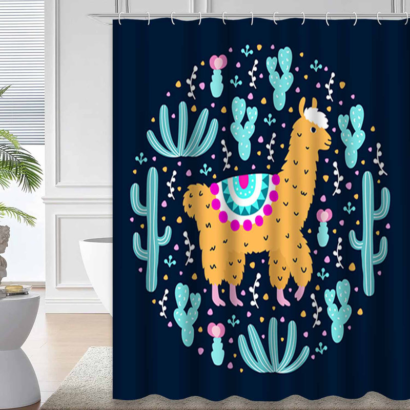 Rideau de douche imperméable coloré Floral Cactus Kids, L 72 po x l 72 po