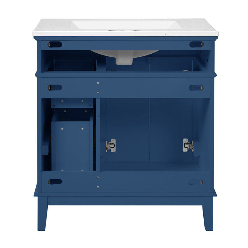 Meuble-lavabo 30 po avec lavabo en céramique, Bleu