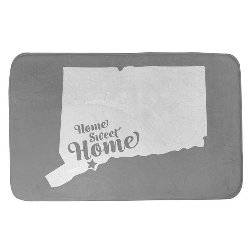 Tapis de bain antidérapant Colors, L 21 po x L 34 po, Bleu, Home sweet Connecticut