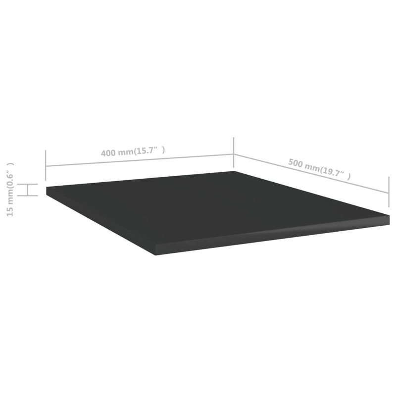 Tablettes pour bibliothèque 8 pièces en bois d'ingénierie, Noir très lustré