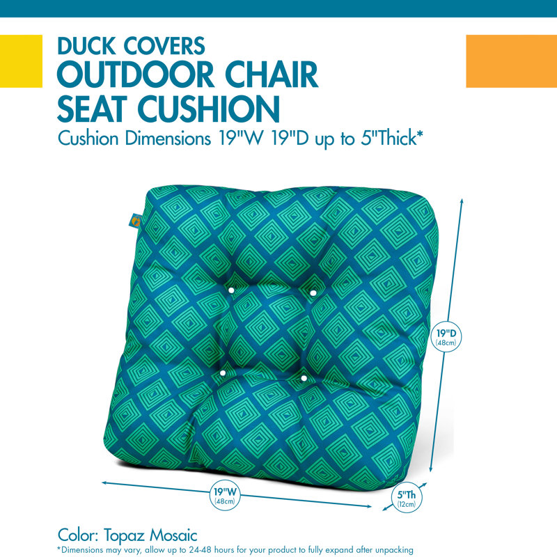 Outdoor 5'' Dining Chair Seat Cushion, Green Geo