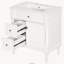 Meuble-lavabo autoportant de 30 po avec comptoir d'évier, structure en bois d'hévéa et armoire à panneaux de fibres à densité moyenne avec tiroir rabattable et tablette réglable, poignées en métal, blanc