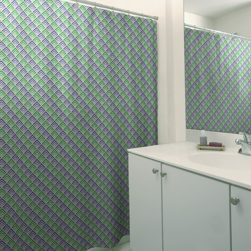 Katelyn Elizabeth Geometric Shower Curtain, Green/Blue