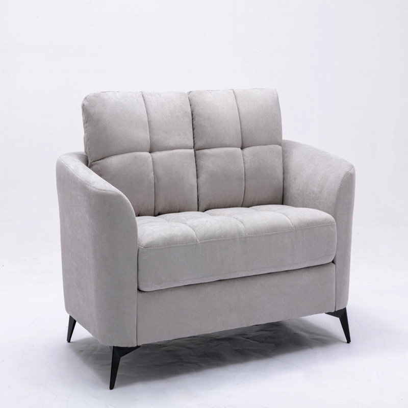 Ensemble de salon en tissu tissé avec causeuse, Gris clair