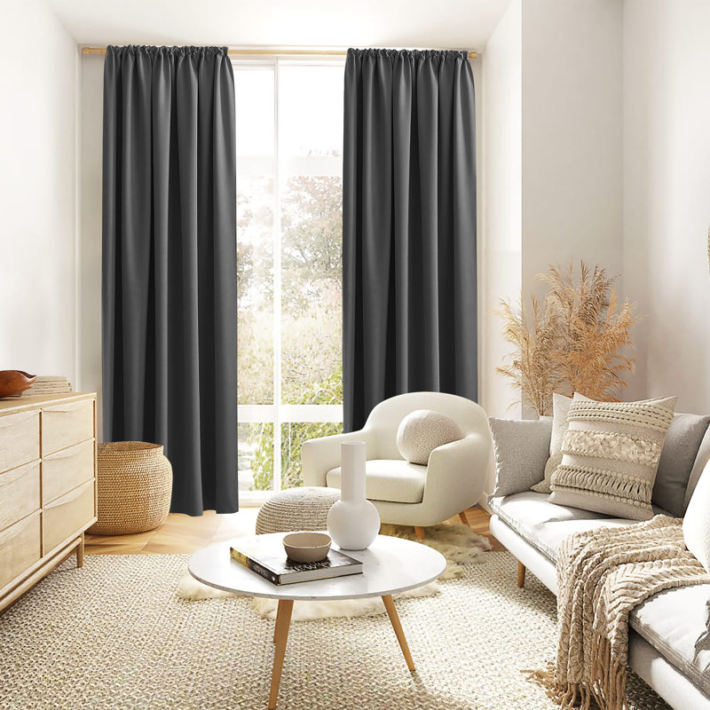 Cormican 100% Linen Blackout Curtain Pair, Dark Gray, 52" W x 96" L
