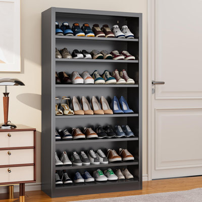 7-Tier Heavy Duty Metal Shoe Rack, 55" Tall Storage Organizer with Adjustable Shelves for Hallway, Closet, Cloakroom & Garage