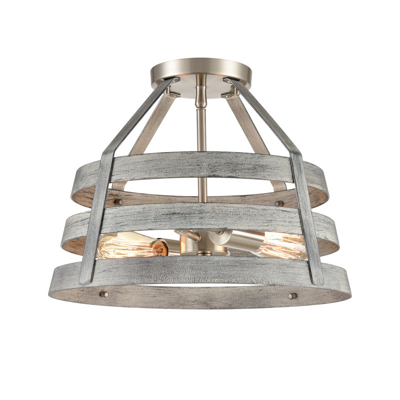Brigantine 15'' Wide 2-Light Semi Flush Mount - Weathered Driftwood, Gray