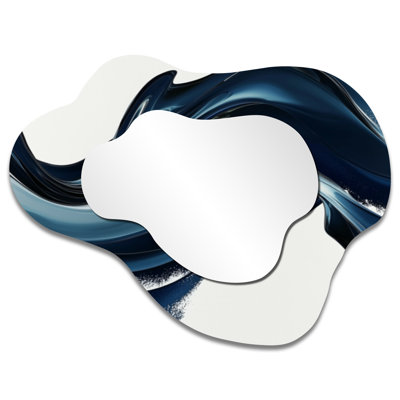 Minimalist Asymmetrical Wall Mirror – Luminous Spiral Prism Fractal Waves I, Metal Print
