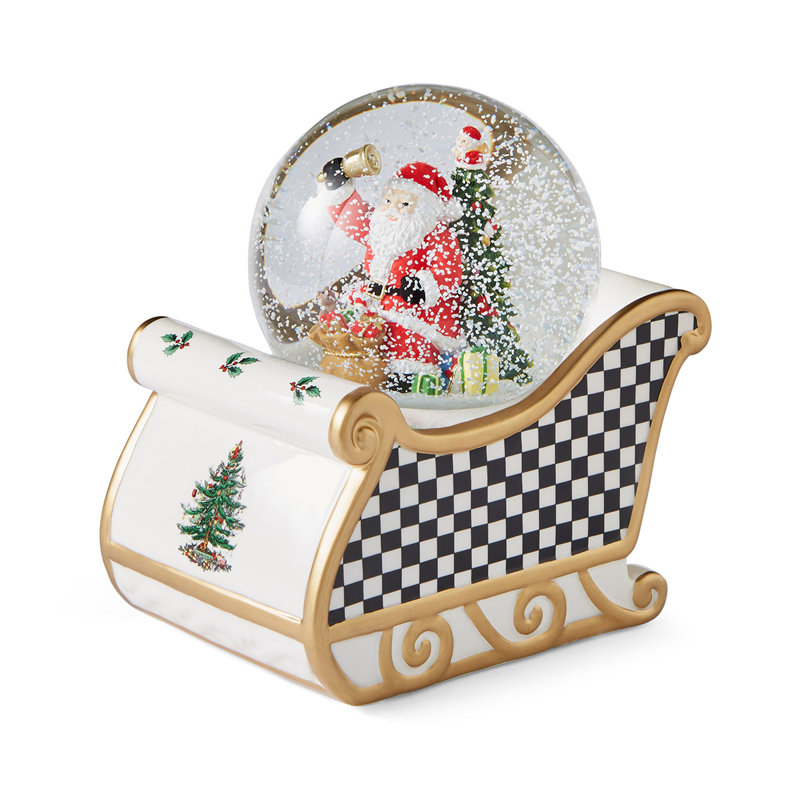 Christmas Tree SANTA SNOW GLOBE ON SLEIGH