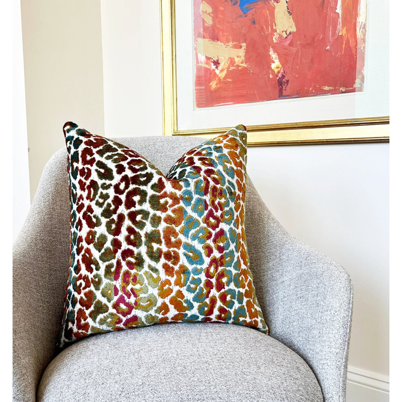 Housse de coussin en velours Leopard, H 20 po x l 20 po, Orange