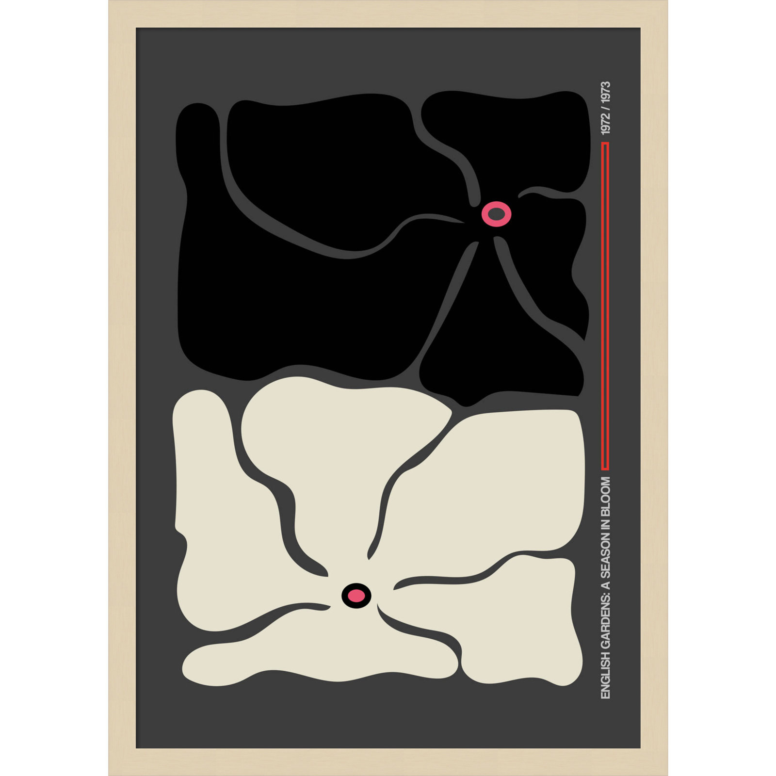 Two by Two Flower Grey Print, Brown, 25" H x 18" W x 1" D