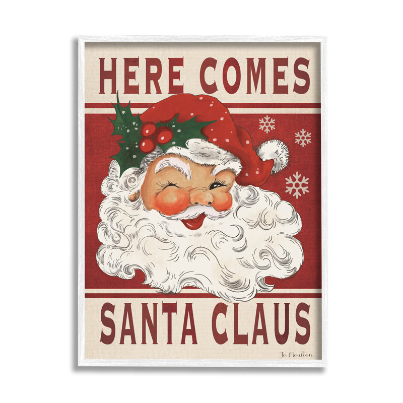 Here Comes Santa Claus at-194, H 30 po x l 24 po x P 1,5 po, Giclée encadrée blanc bord de mer