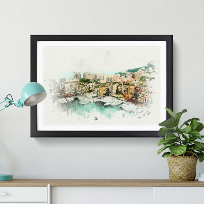 Yachts in Monte Carlo Monaco in Abstract - Picture Frame Graphic Art Print on MDF