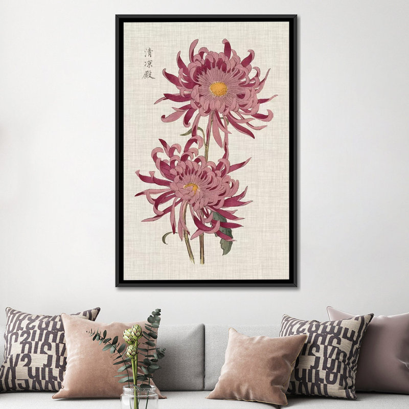 «Vibrant Mums II», reproduction d'impression sur toile tendue, H 60 po x l 40po x P 1,5 po, Toile avec cadre noir