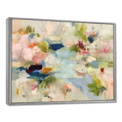 Abstract Minimalism In Pink And Green Tones - Minimalism Wall Art, Green Minimalist Canvas Print