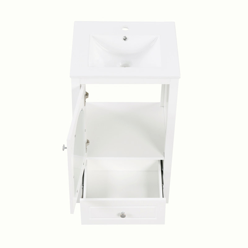 Meuble-lavabo de salle de bain avec lavabo et tiroir, Blanc