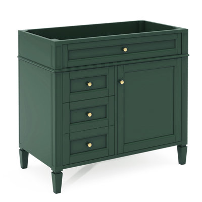 Meuble-lavabo de 36 po en bois massif et moderne, avec 2 tiroirs et tiroir basculant, armoire de rangement facile à nettoyer de 36 po, détails fins