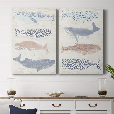 Patterned Whale Pod I-Premium Gallery Wrapped Canvas -Ready to Hang