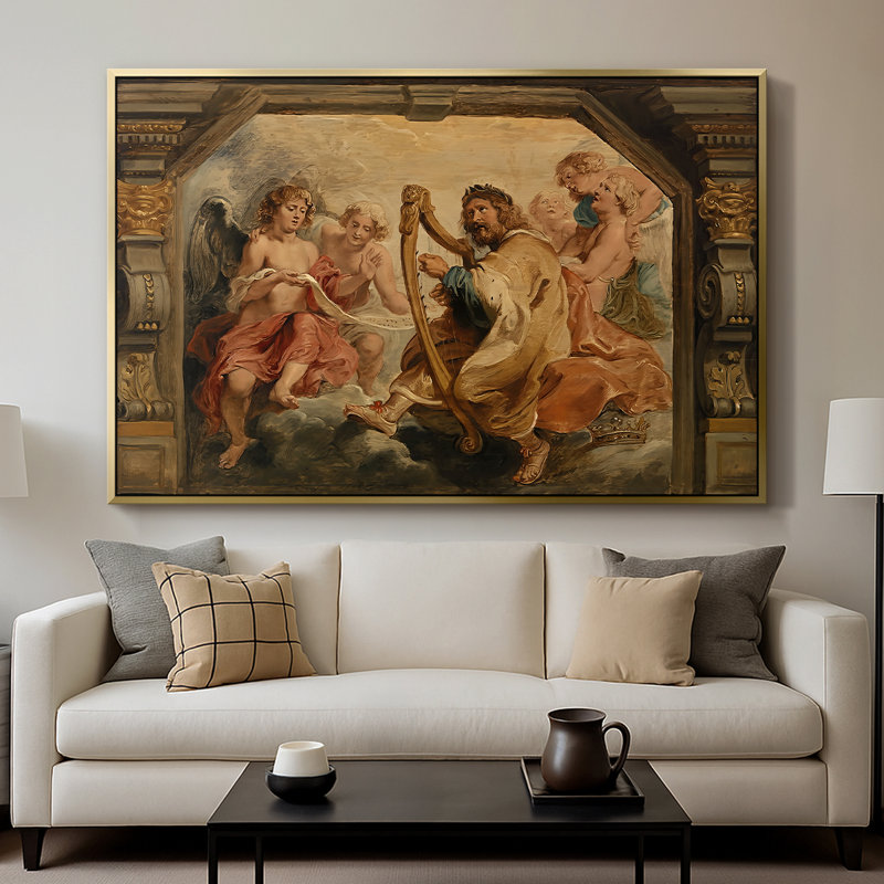 Le roi David jouant de la harpe, v. 1627-1628 - Peter Paul Rubens - Toile tendue avec châssis, 26 x 40, Doré