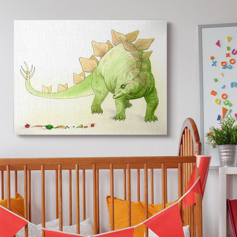 Ramsel, dinosaure et fruits, Toile tendue, H 36 po x l 48 po