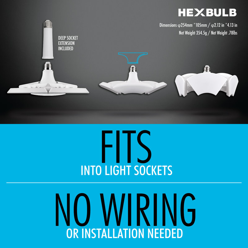 Bell+Howell Hexbulb Ceiling Light with 6 Panel Adjustable High Intensity Light