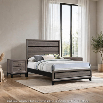 Ensemble de chambre complet, gris et noir, ensemble 2 pièces avec table de chevet