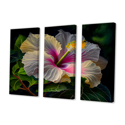 " Bloomng Pnk And Whte Hbscus " 3 - Pieces