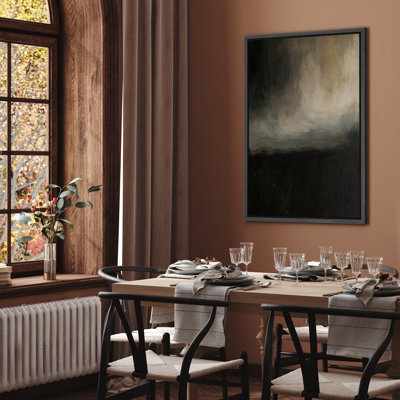 Framed Canvas Wall Art Dark Moody Abstract Paitning Print for Living Room Decor