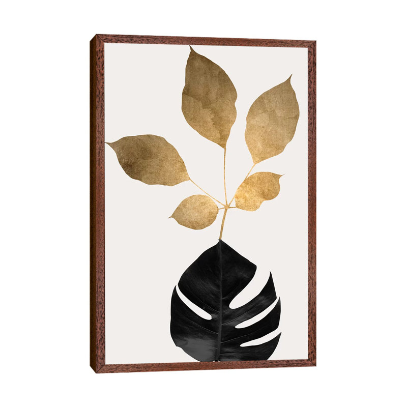 Azurea by Kubistika - Print on Canvas, 66.04cm H x 45.72cm W x 3.81cm D, Classic Brown Wood Floater Framed