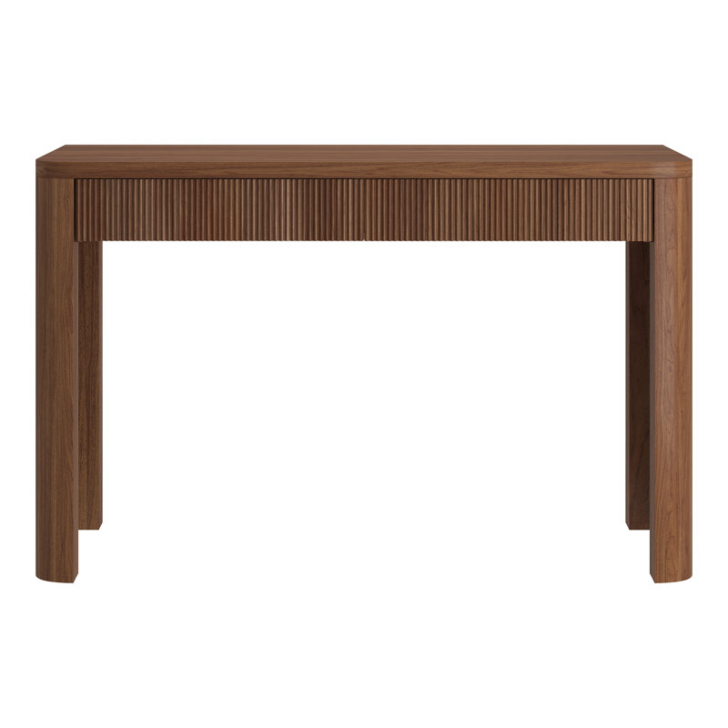 Palmera 47.5" Wide Rectangular Fluted Desk in Satin Walnut, Satin Walnut