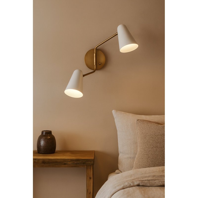 Macie 2 - Light Dimmable Swing Arm, White, Lacquered Brass with Matte White