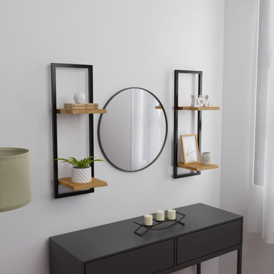 Purwokerto 2 Piece Acacia Solid Wood Floating Shelf with Live Edge