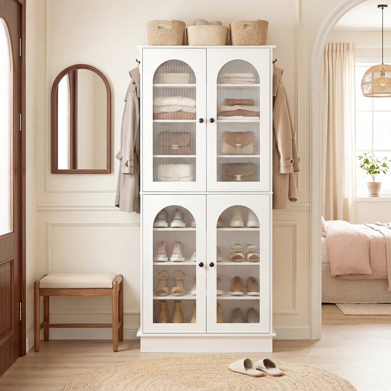 32 Pair Shoe Cabinet With Adjustable Shelves, 68.9" Tall Storage Cabinet for Entryway, Closet, Living Room, Dorm