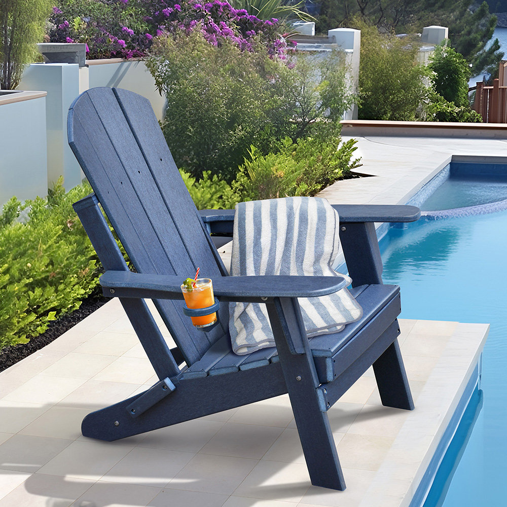 Highland Dunes Ameeya Outdoor High Density Polyethylene (HDPE) Folding Adirondack Chair Wayfair