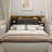 Bookcase Headboard with Charging Station & LED Lights, Upholstered Storage Headboard with Open Shelves-923117126-923117124